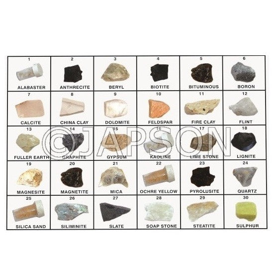 Mineral Set, Collection of 30 Minerals Mineral Set, Collection of 30 Minerals